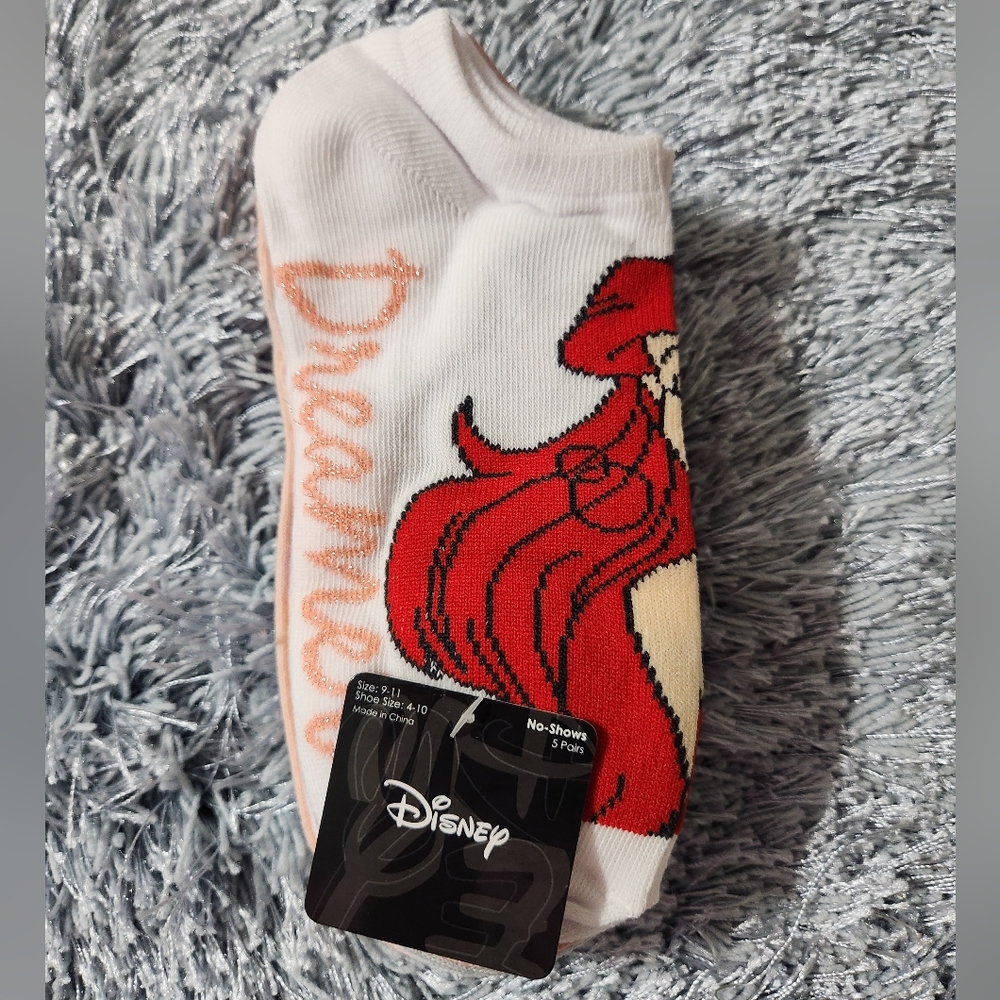 5 Pair Package of Disney Princess No Show Socks